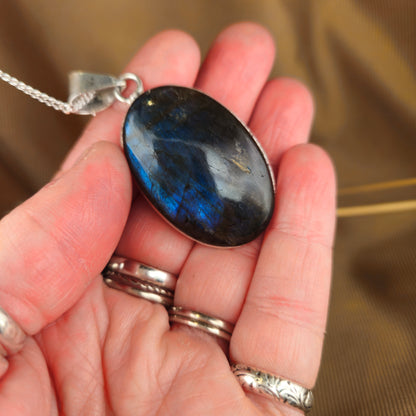 Sterling Silver Oval Labradorite Pendant