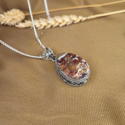 Sterling Silver Petrified Wood Pendant