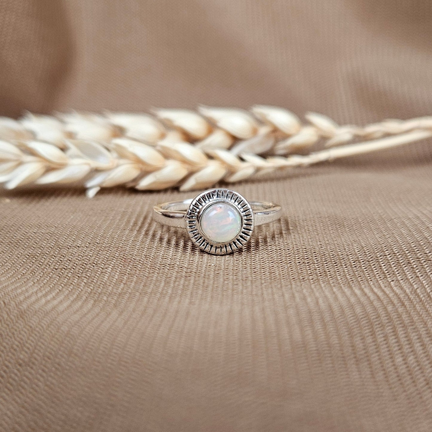 Sterling Silver Charm Ring Opal