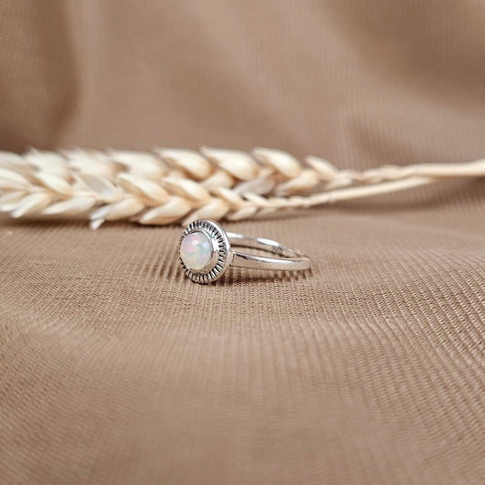 Sterling Silver Charm Ring Opal