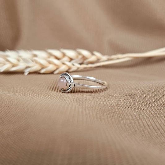 Sterling Silver Charm Ring Peach Moonstone