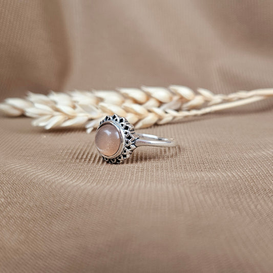 Sterling Silver Golden Hour Ring Peach Moonstone