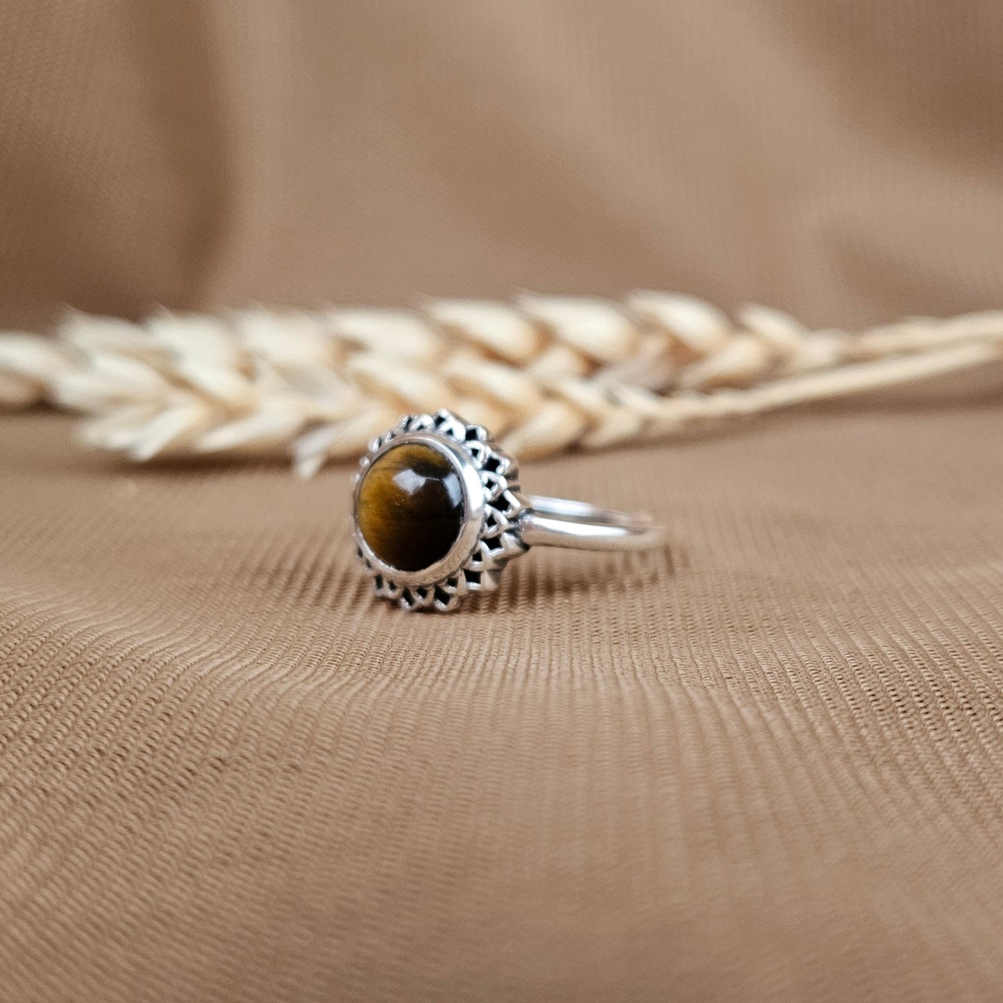 Bague Golden Hour en argent sterling avec œil de tigre 