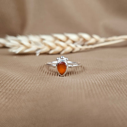 Sterling Silver Tribal Pear Ring Carnelian