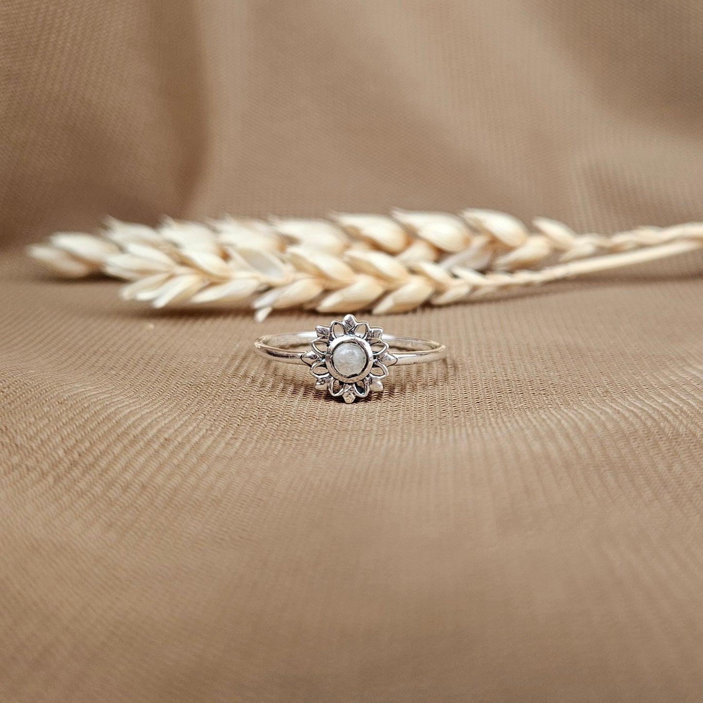 Sterling Silver Luminous Flower Ring – Moonstone