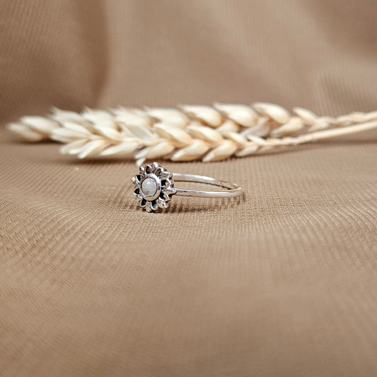 Sterling Silver Luminous Flower Ring – Moonstone