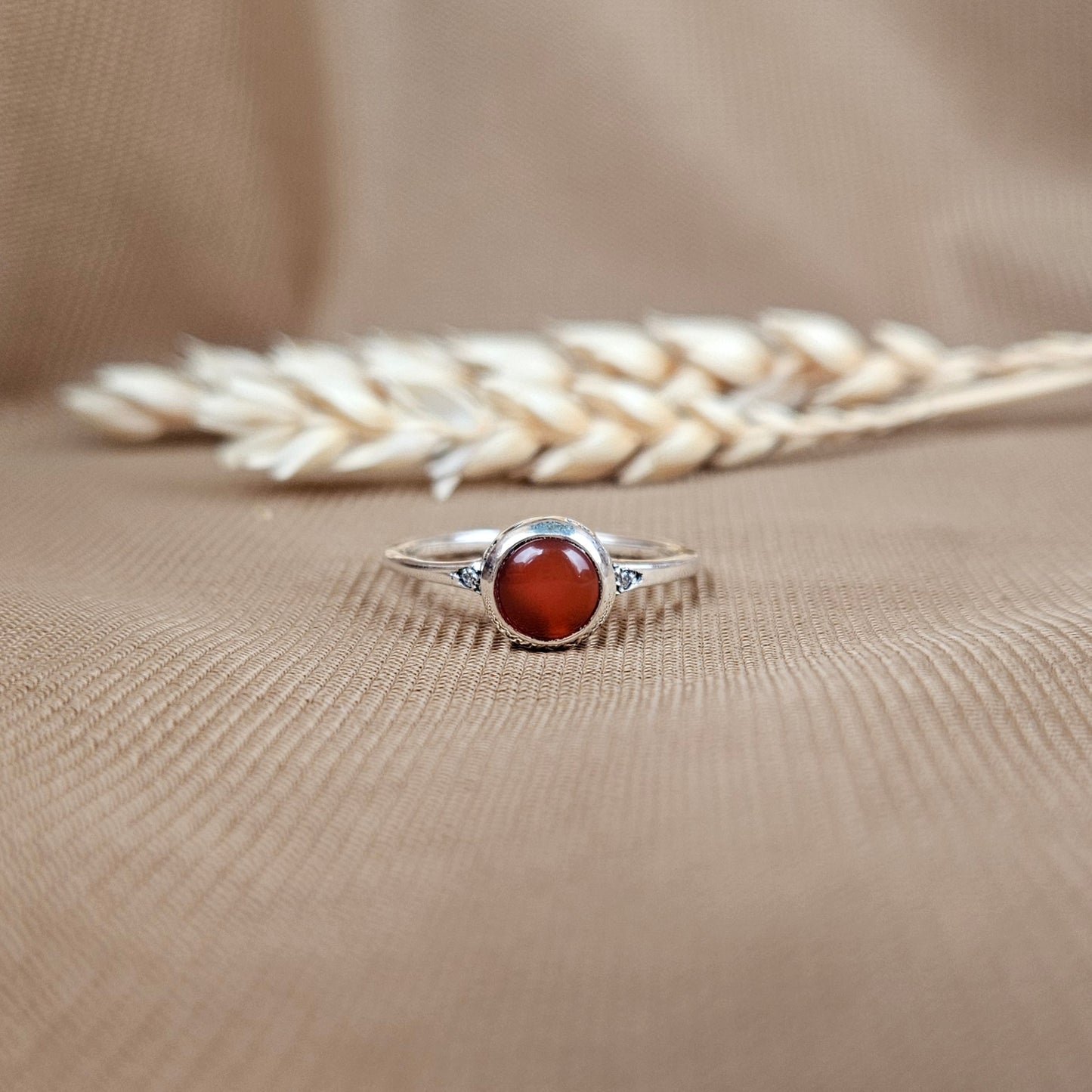 Sterling Silver Charmed Ring Carnelian