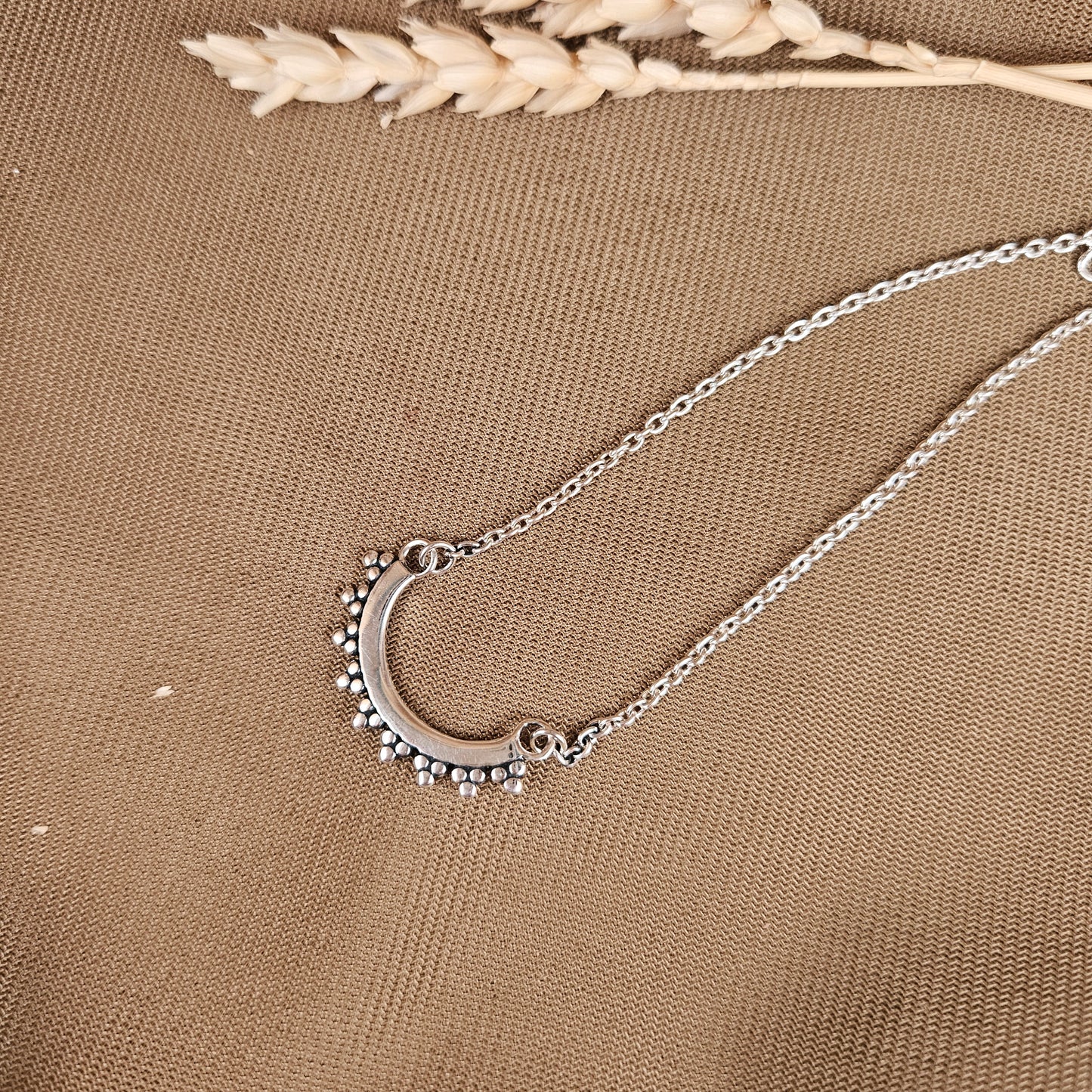 Sterling Silver Beaded Arch Necklace