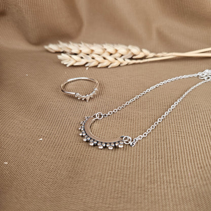 Sterling Silver Beaded Arch Necklace