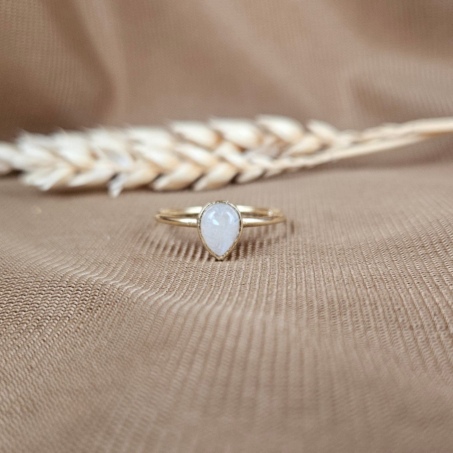 14k Gold Vermeil Pear Moonstone Ring