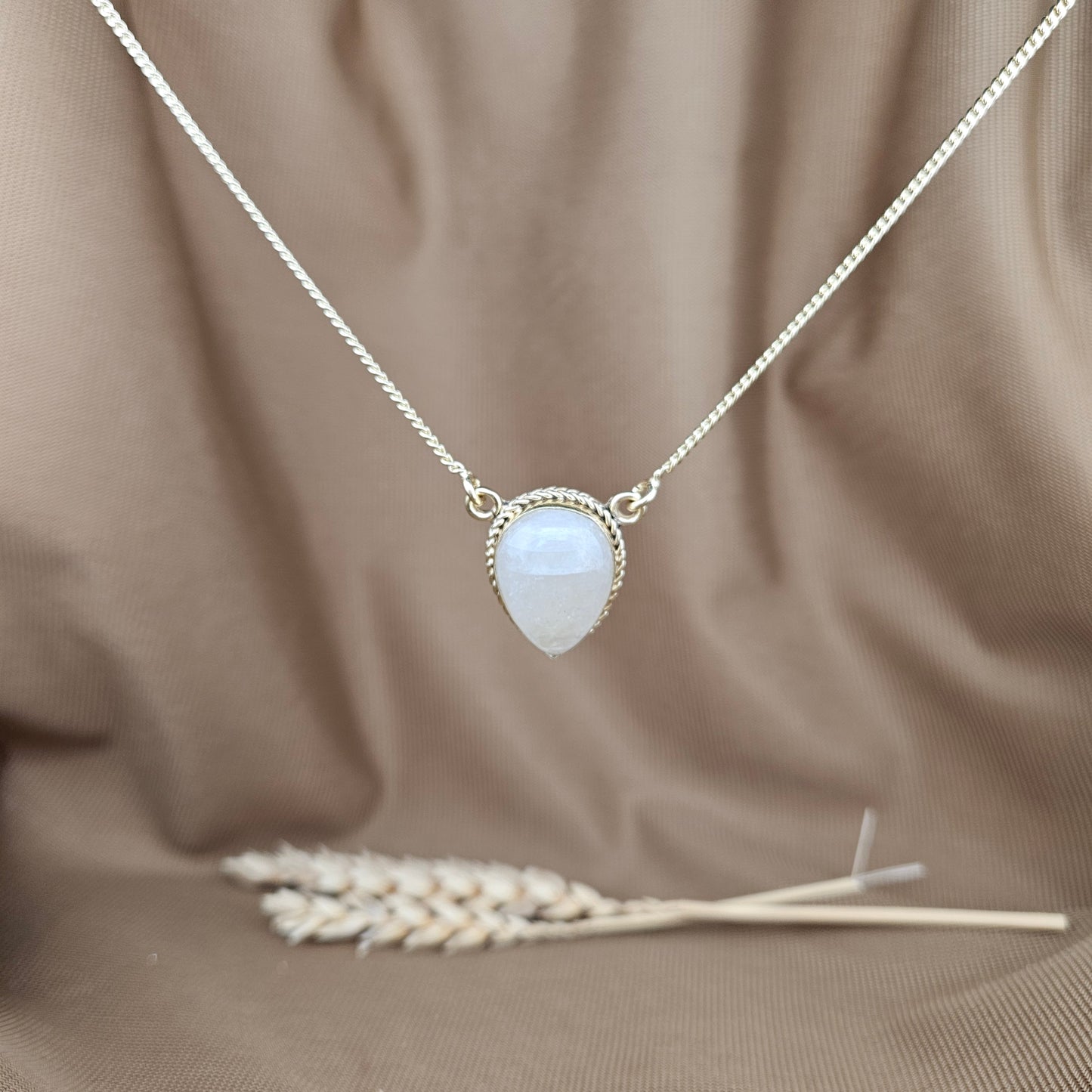 14k Gold Vermeil Teardrop Moonstone Necklace