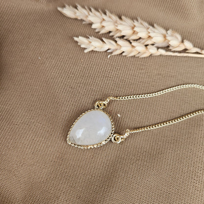 14k Gold Vermeil Teardrop Moonstone Necklace