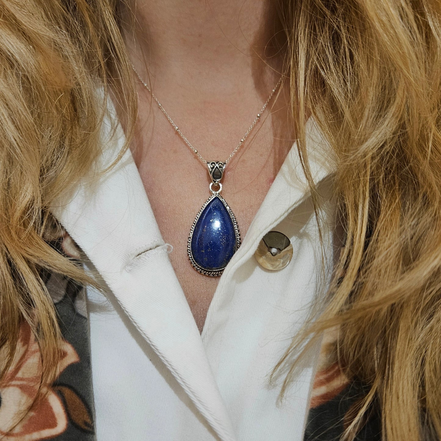 Sterling Silver Teardrop Lapis Lazuli Pendant