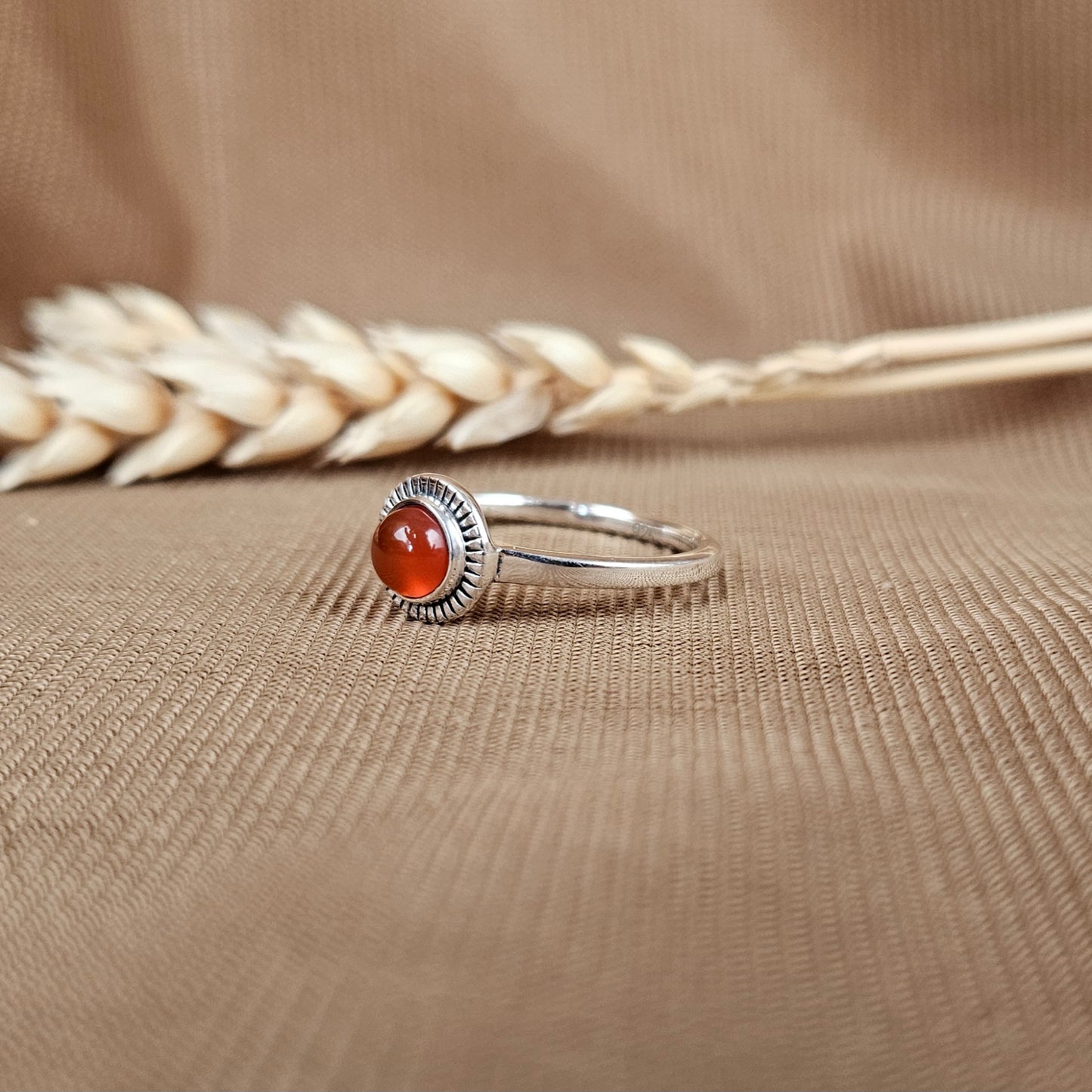 Sterling Silver Charm Ring Carnelian