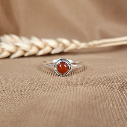 Sterling Silver Charm Ring Carnelian