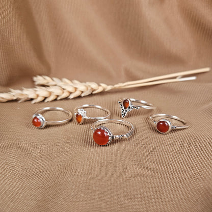 Sterling Silver Charm Ring Carnelian