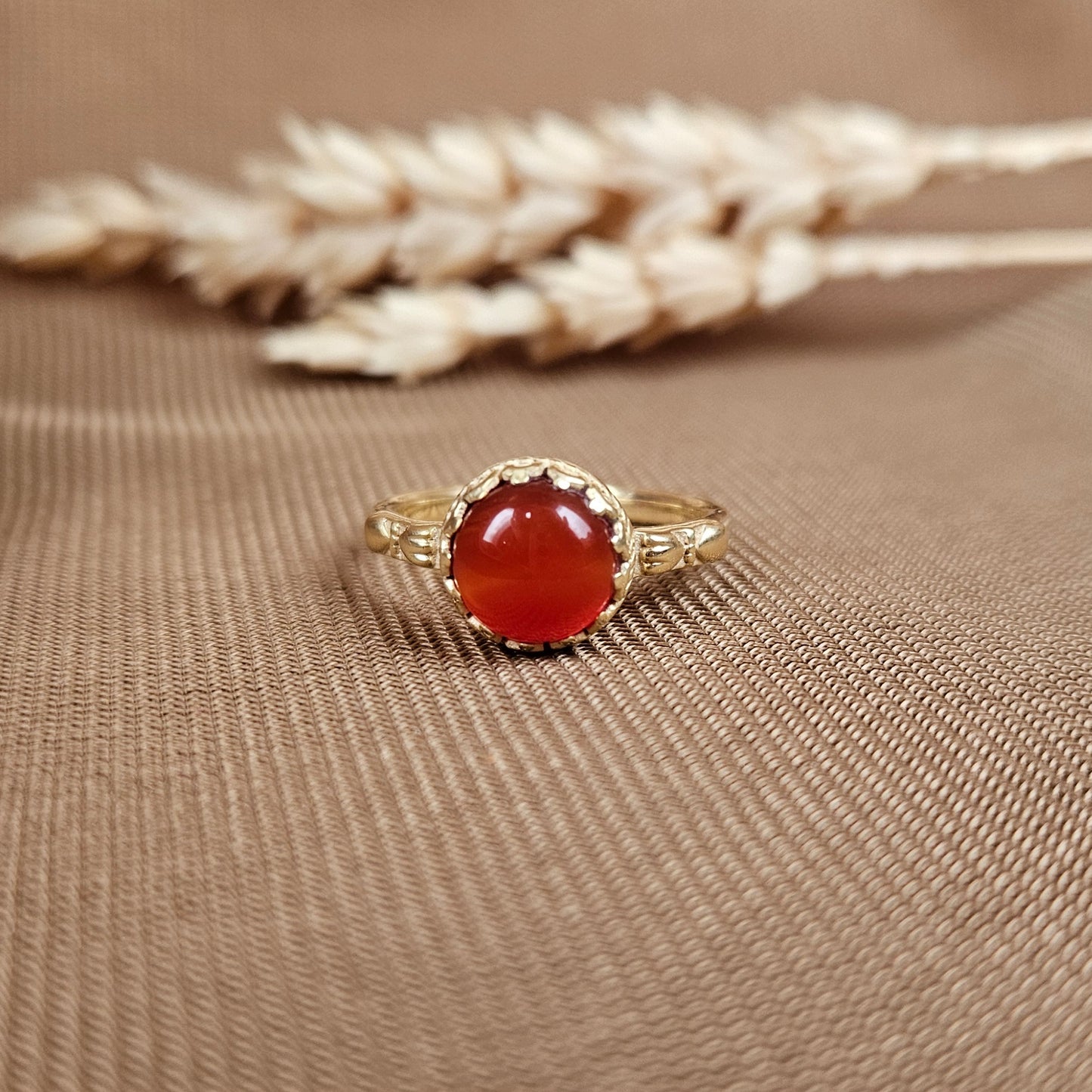 14K Gold Vermeil Enchanting Ring Carnelian