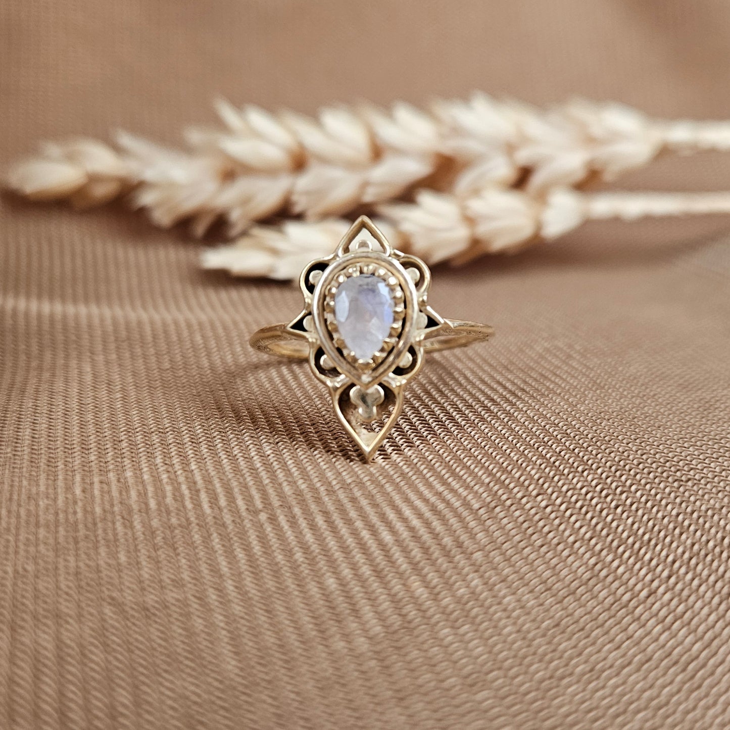 14K Gold Vermeil Delicate Silhouette Ring Moonstone