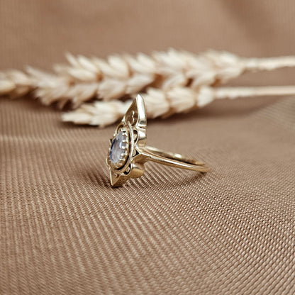 14K Gold Vermeil Delicate Silhouette Ring Moonstone