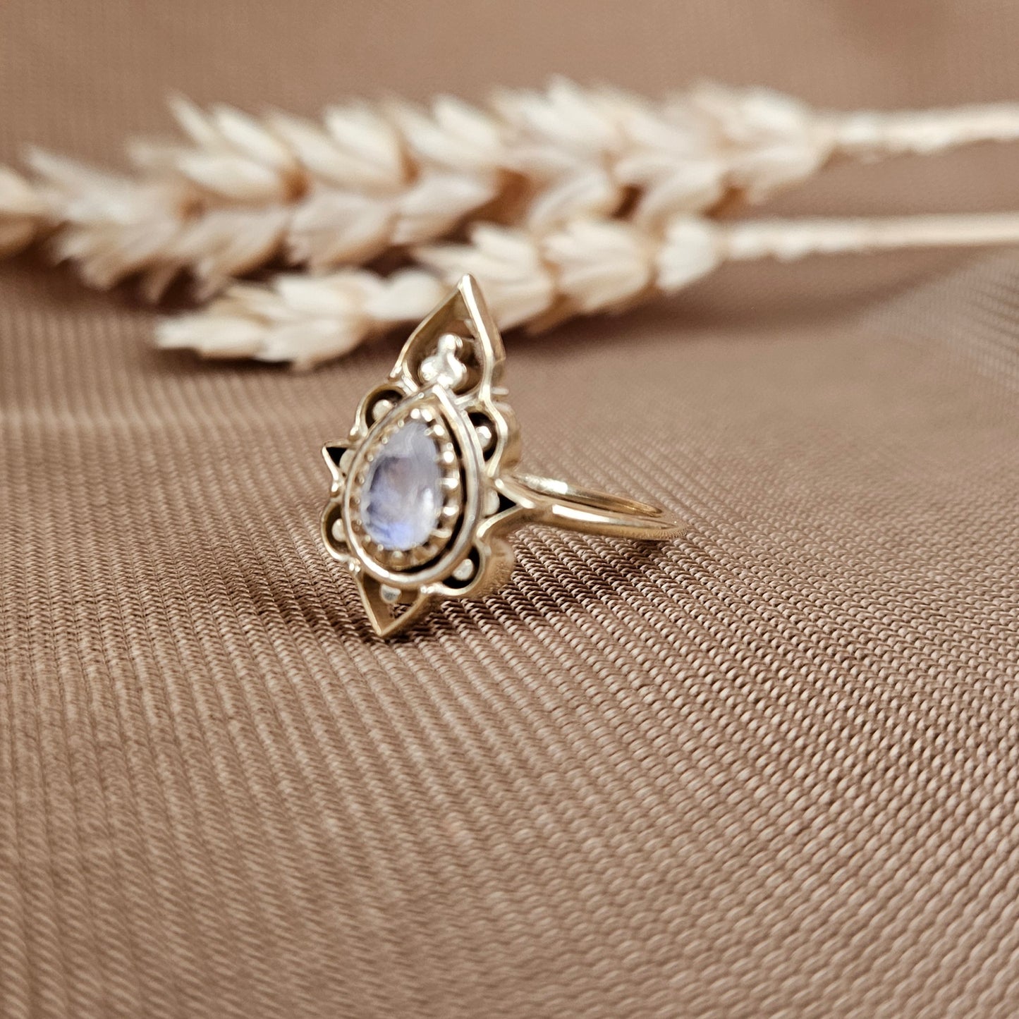 14K Gold Vermeil Delicate Silhouette Ring Moonstone