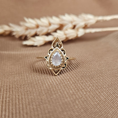 14K Gold Vermeil Delicate Silhouette Ring Moonstone