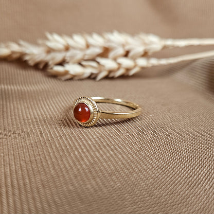 14K Gold Vermeil Charm Ring Carnelian