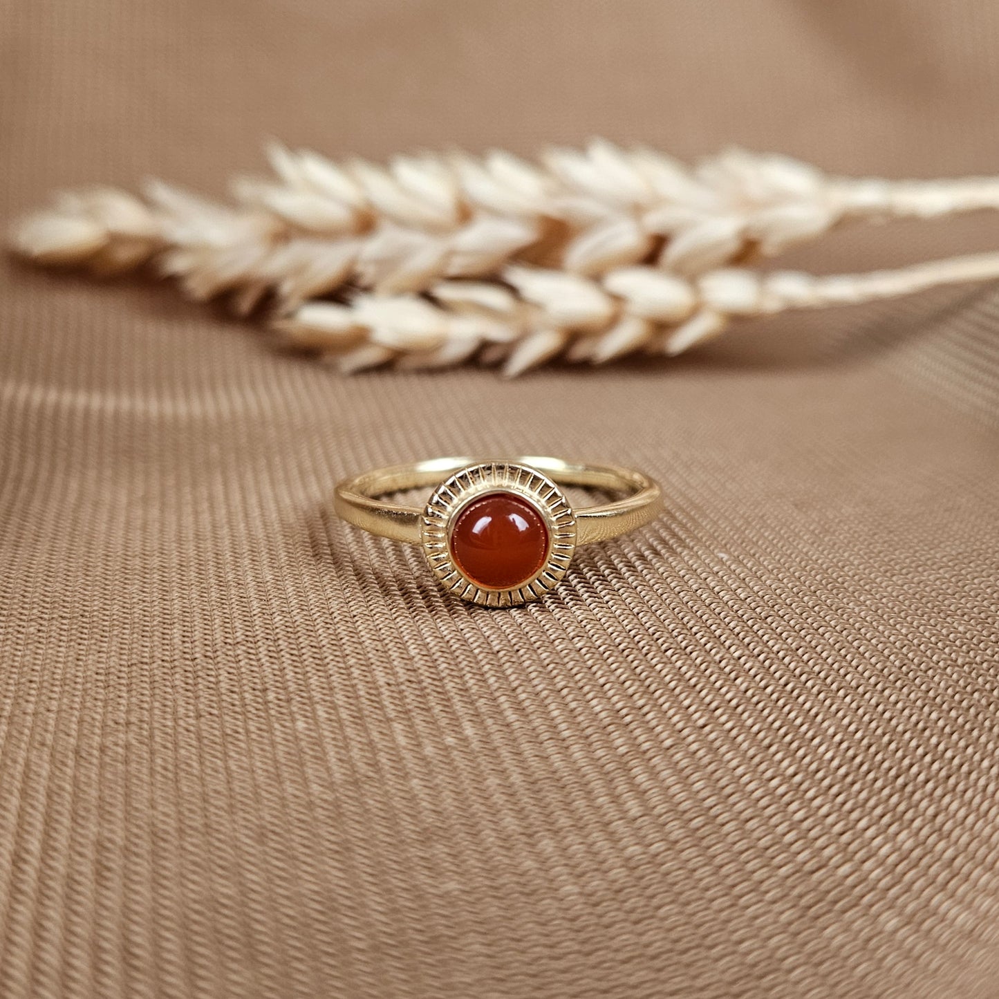 14K Gold Vermeil Charm Ring Carnelian