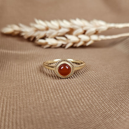 14K Gold Vermeil Charm Ring Carnelian