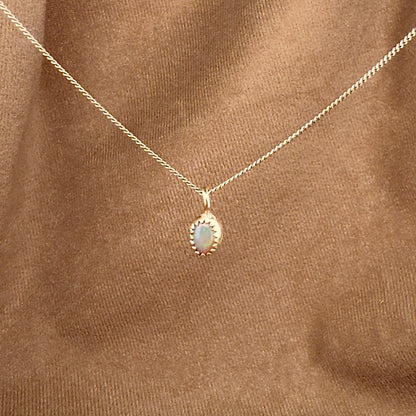 14k Gold Vermeil Tiny Opal Necklace - Limited Edition