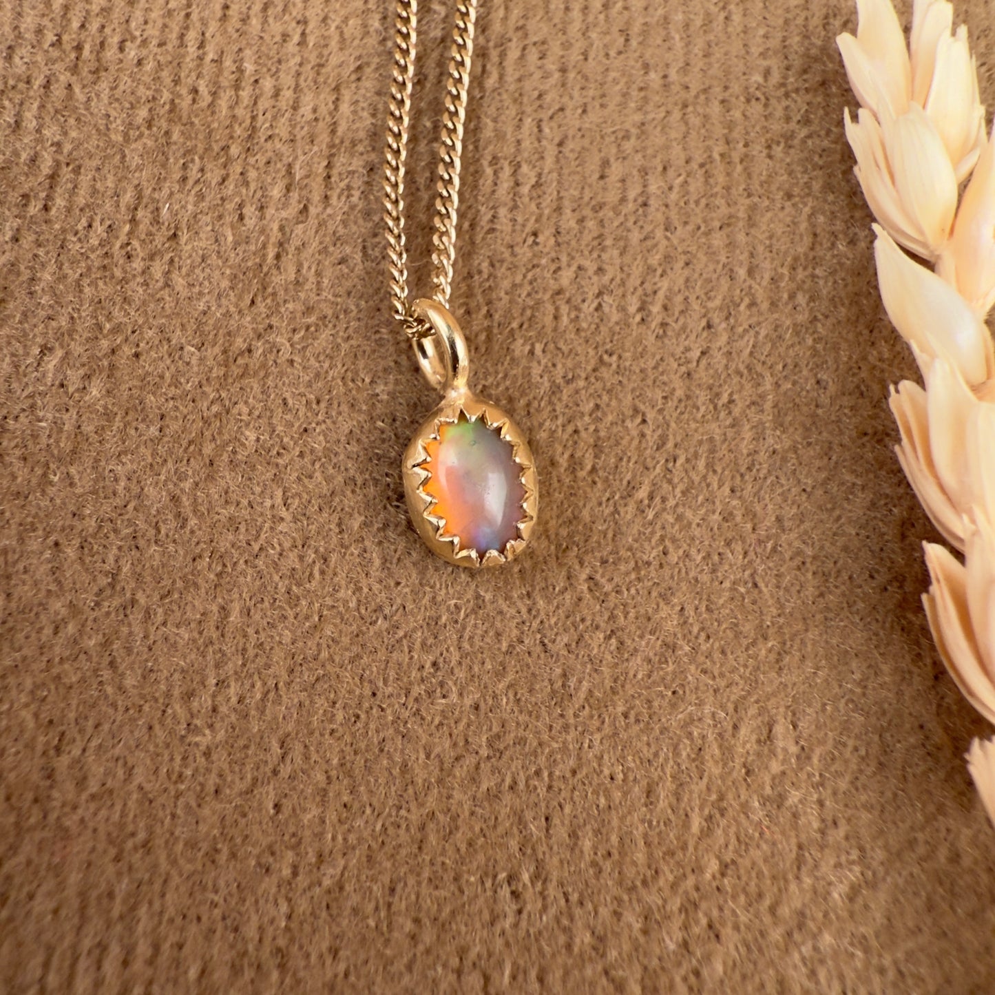 14k Gold Vermeil Tiny Opal Necklace - Limited Edition