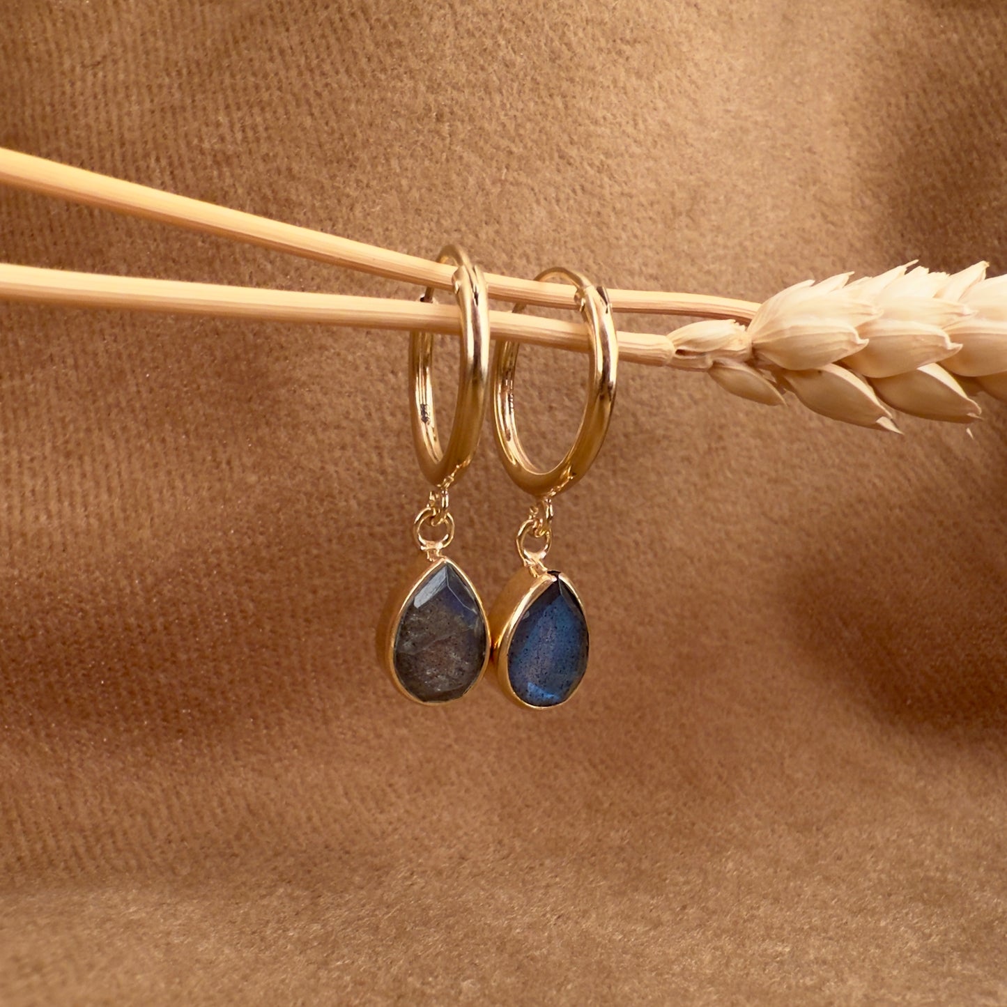 14k Gold Vermeil Labradorite Earrings