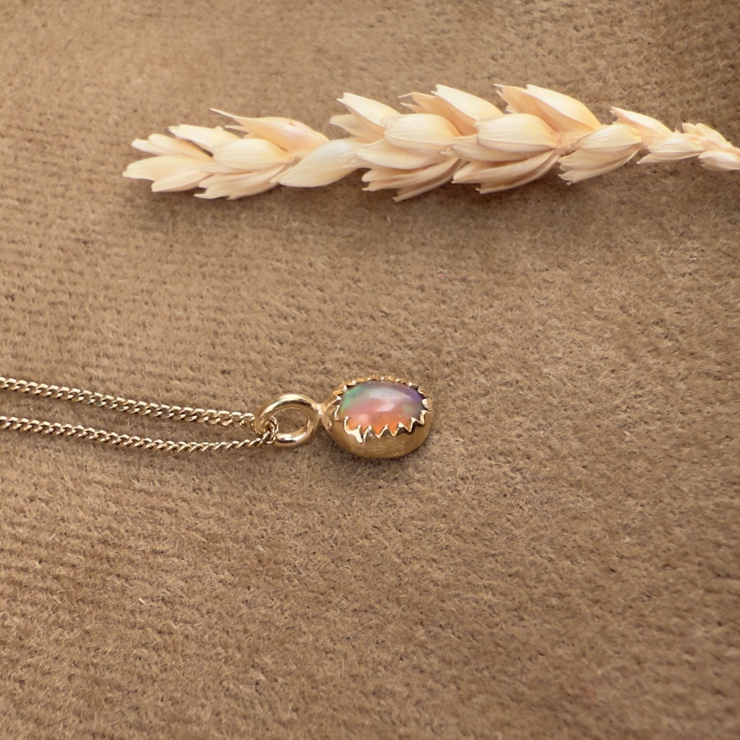 14k Gold Vermeil Tiny Opal Necklace - Limited Edition