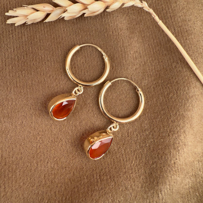 14k Gold Vermeil Carnelian Earrings