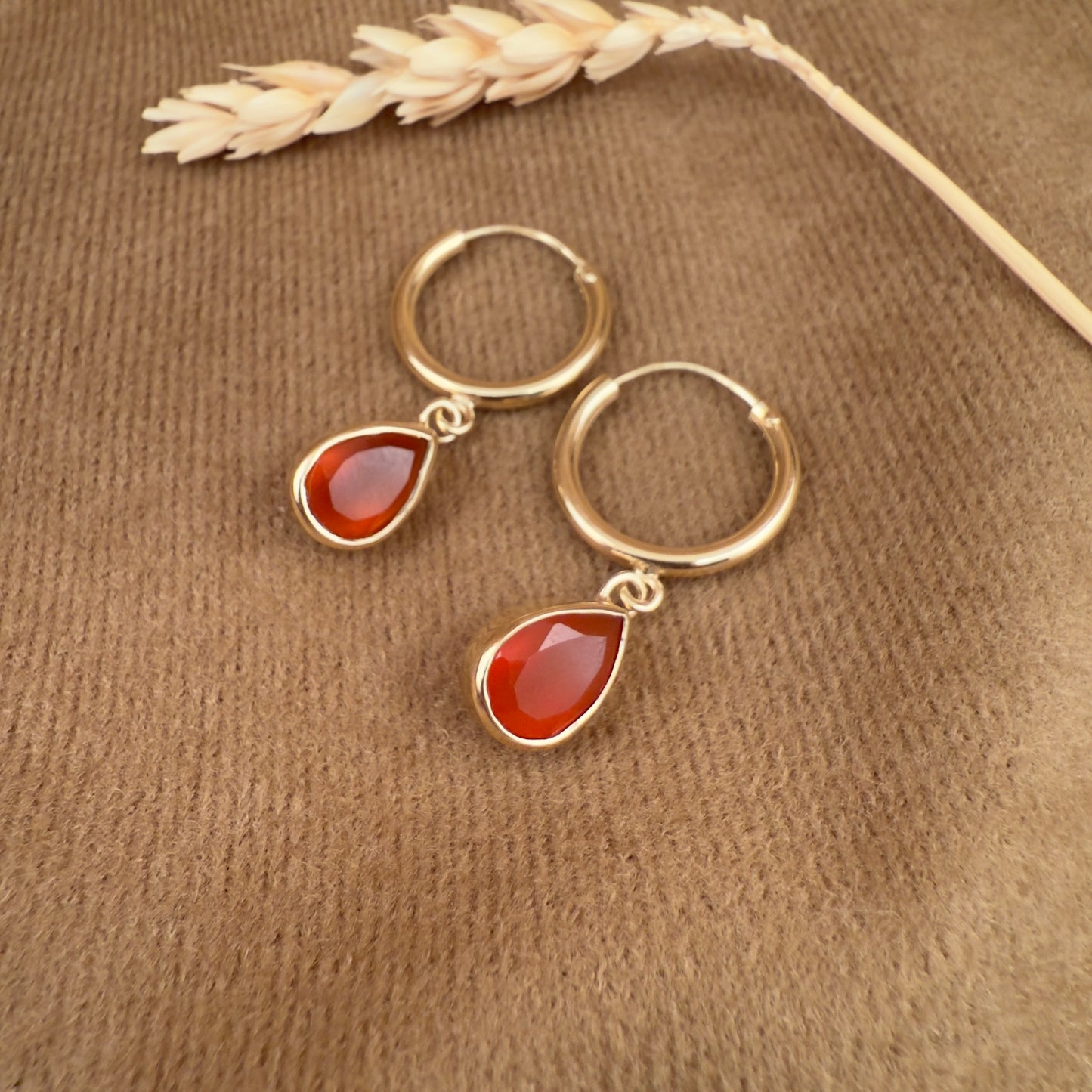 14k Gold Vermeil Carnelian Earrings