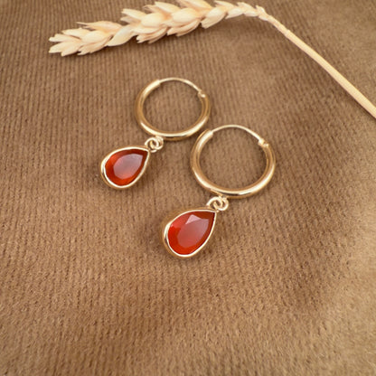 14k Gold Vermeil Carnelian Earrings