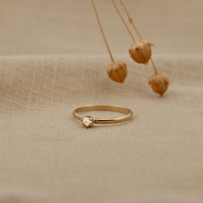 Classic Love Ring - Diamant - 14k Geelgoud