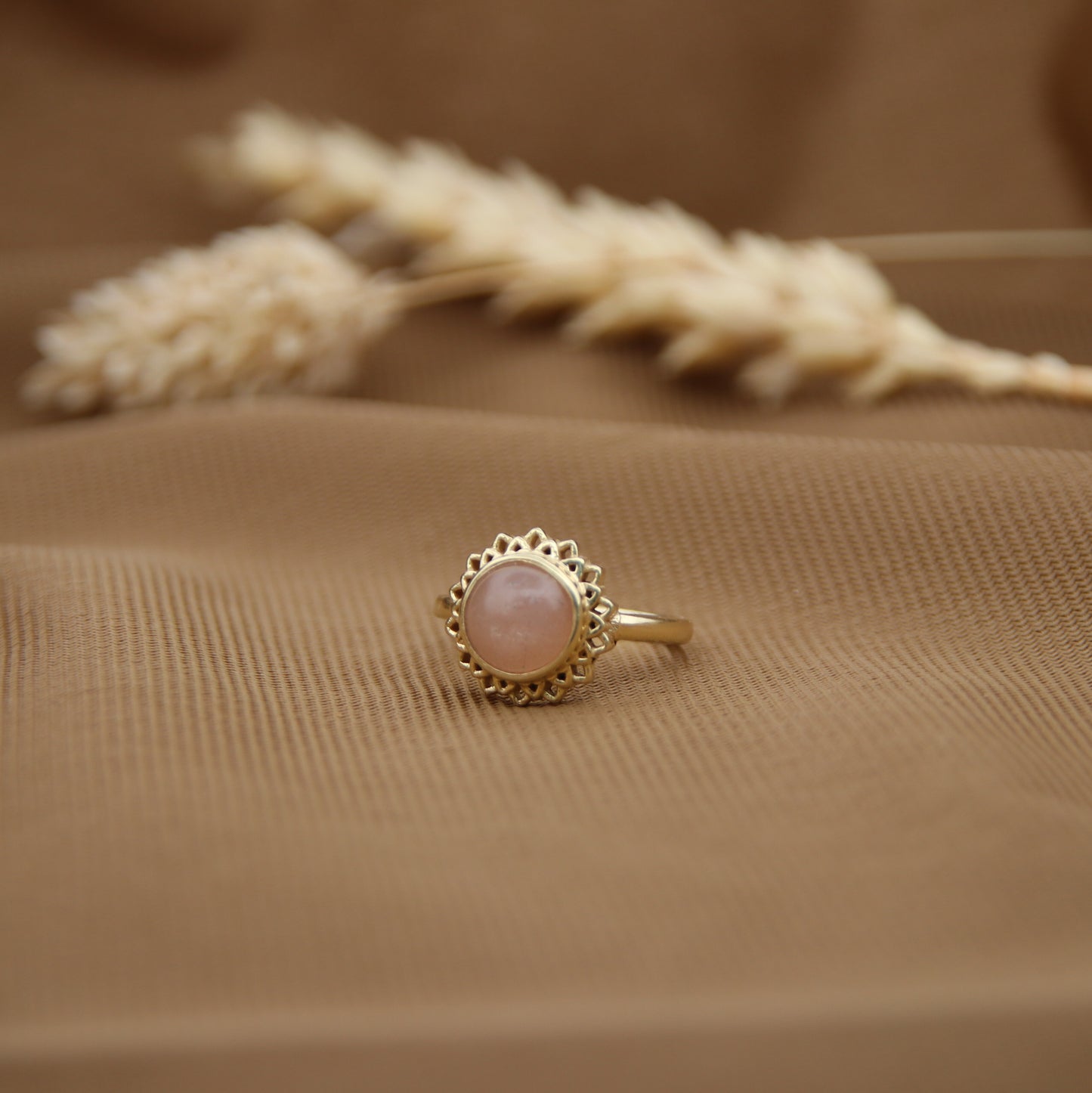 14K Gold Vermeil Golden Hour Ring – Peach Moonstone