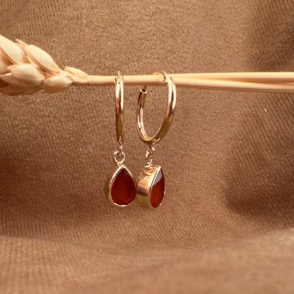 14k Gold Vermeil Carnelian Earrings