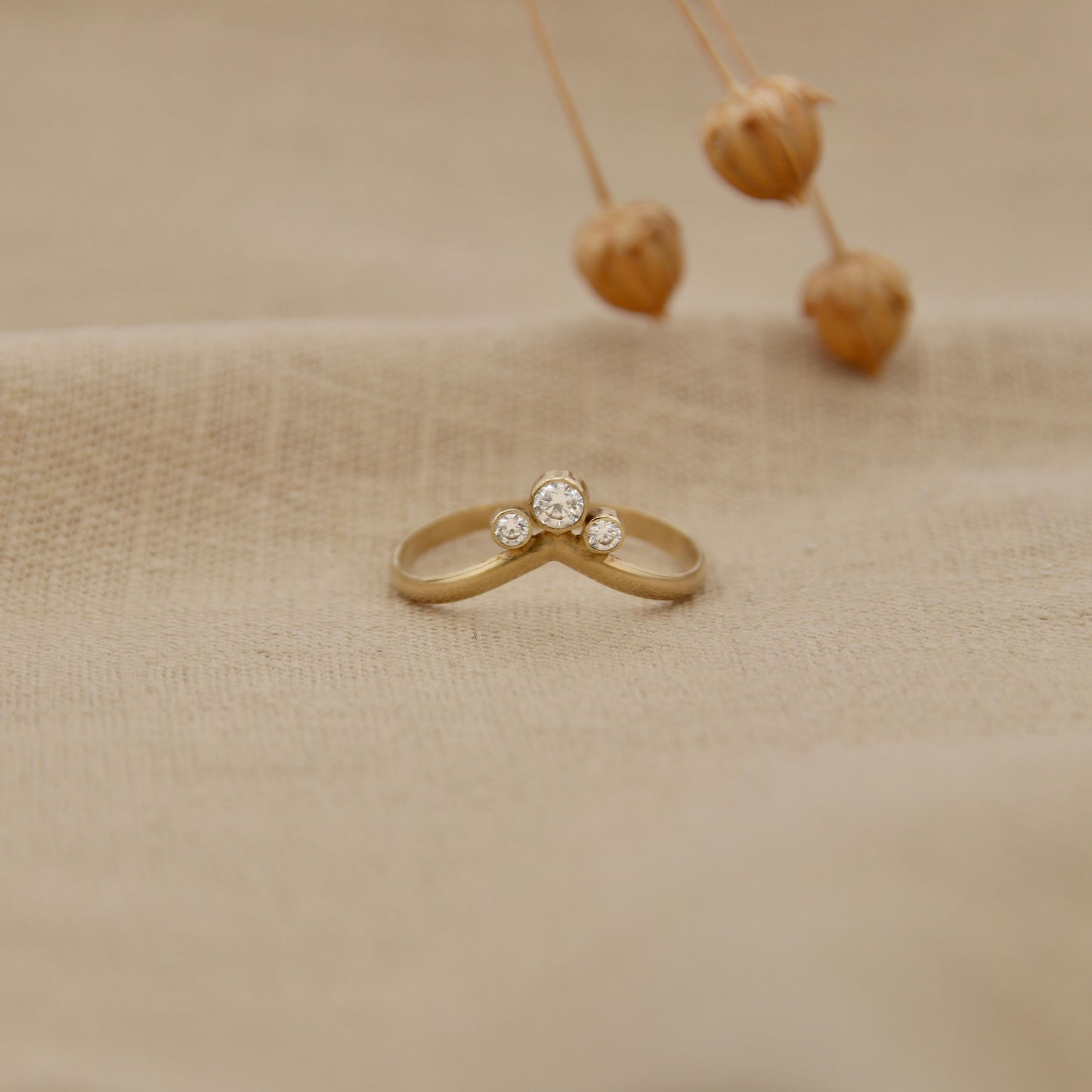 Wishbone Crown Ring – Diamant - 14k Geelgoud