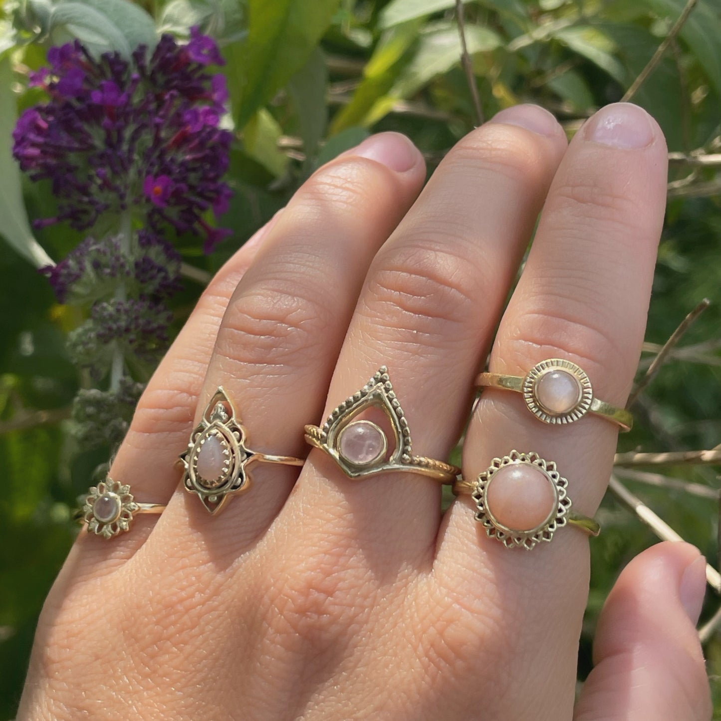 14K Gold Vermeil Sophisticated Sparkle Ring Rose Quarts