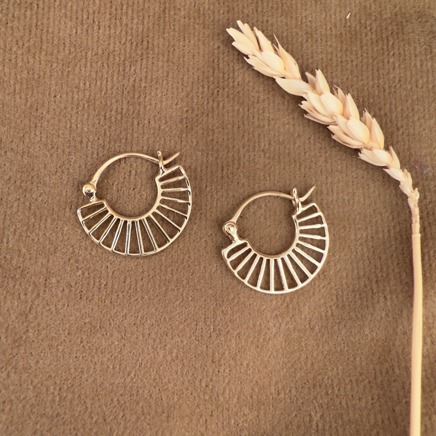 14k Gold Vermeil Tiny Wheel Earrings