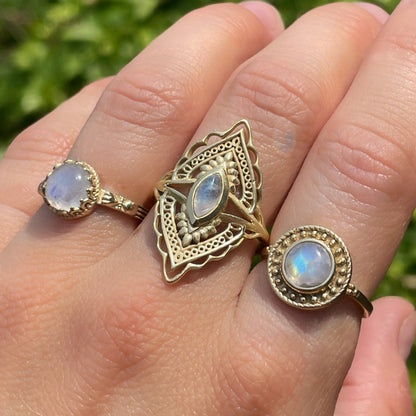 14K Gold Vermeil Aphrodite Ring Moonstone
