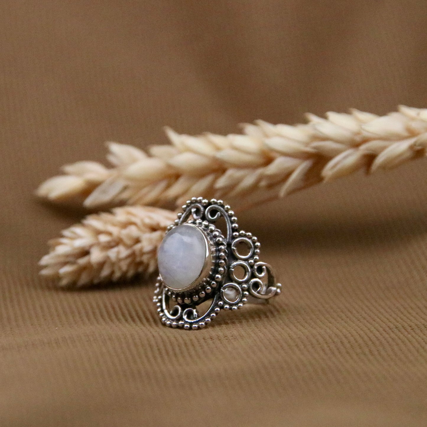 Sterling Silver Bohemian Lace Moonstone Ring