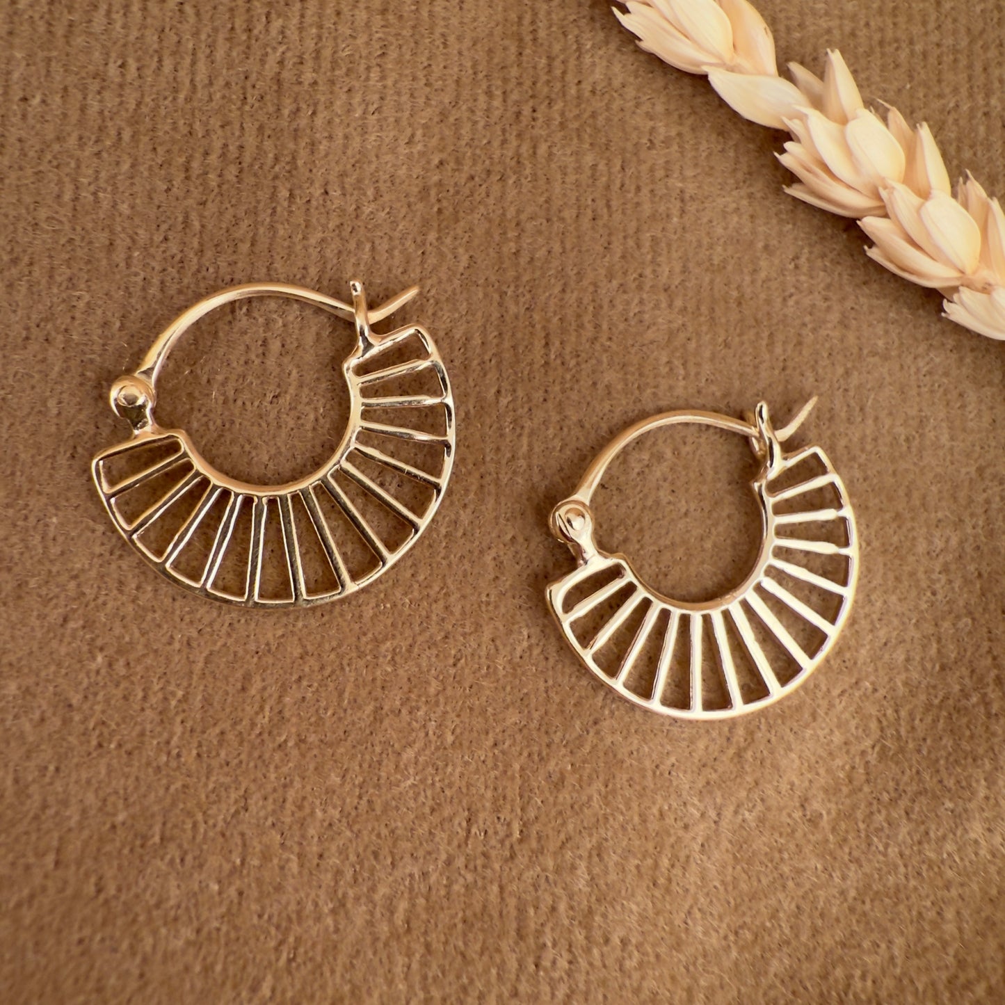 14k Gold Vermeil Tiny Wheel Earrings