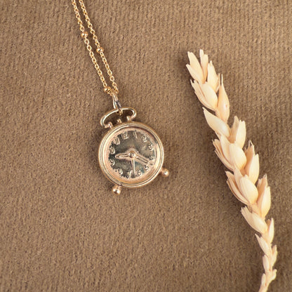 14k Gold Vermeil Clock Necklace - Limited Edition