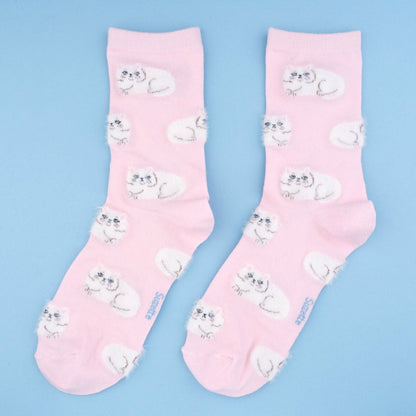 Fluffy Cat Socks Pink