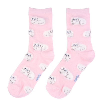 Fluffy Cat Socks Pink