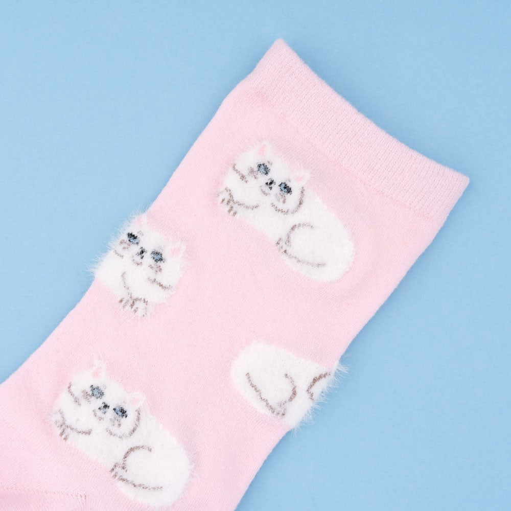 Fluffy Cat Socks Pink