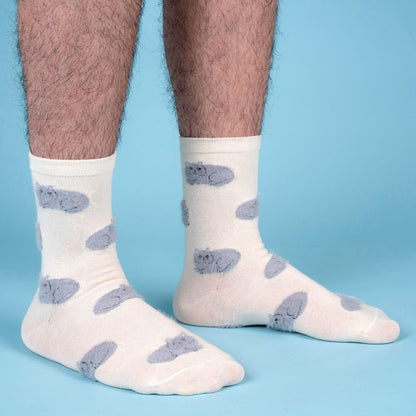 Fluffy Cat Socks White