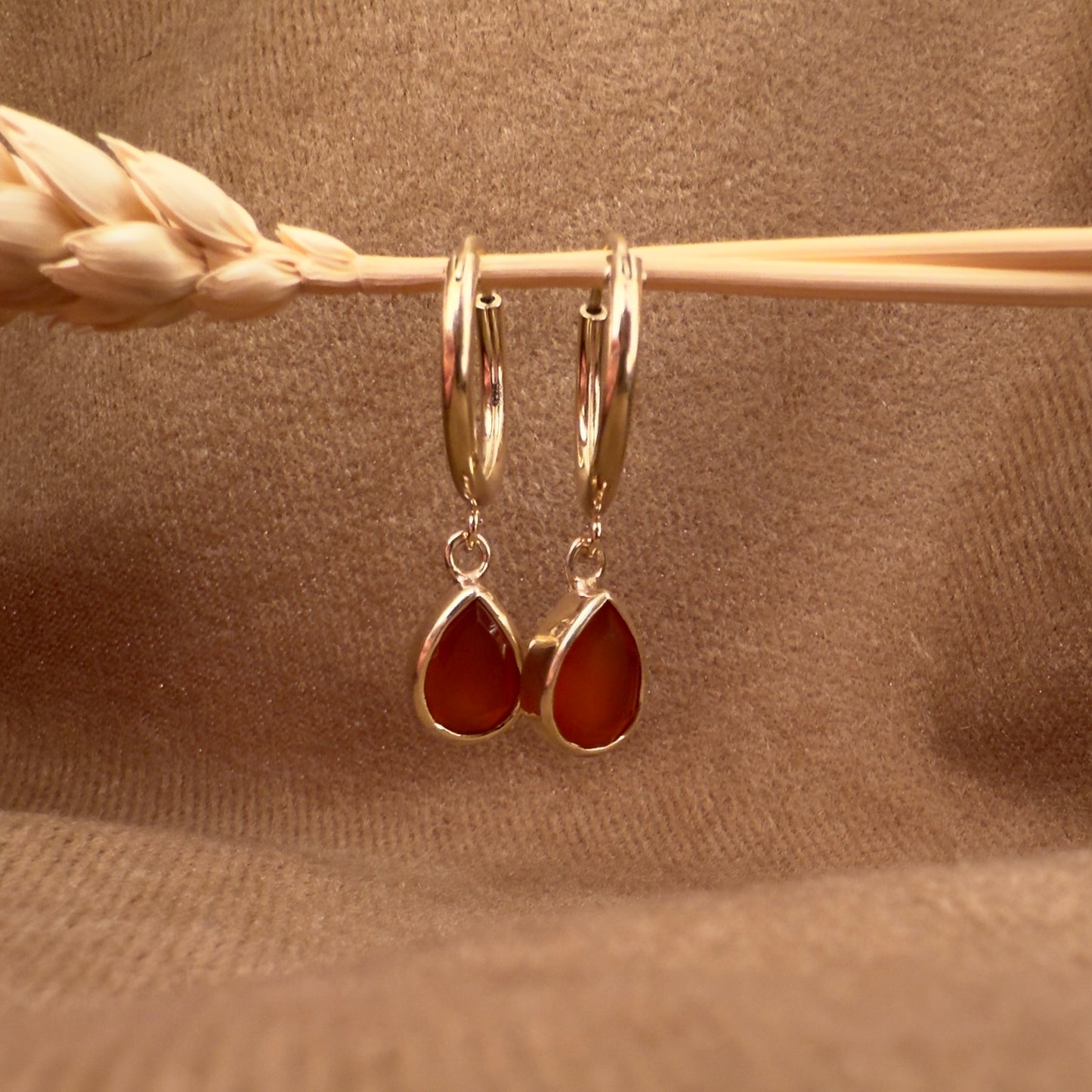 14k Gold Vermeil Carnelian Earrings